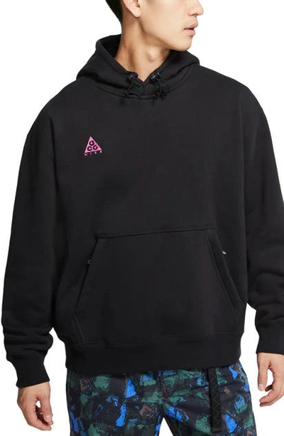 Shop Nike Pullover Hoodie In Black/ Black/ Active Fuchsia