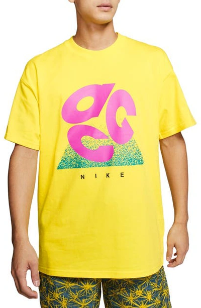 Shop Nike Acg Outdoor T-shirt In Opti Yellow/ Active Fuchsia