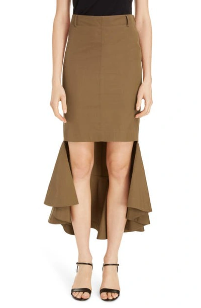 Shop Givenchy Asymmetrical Tulip Hem Cotton Skirt In Beige Cappaccino