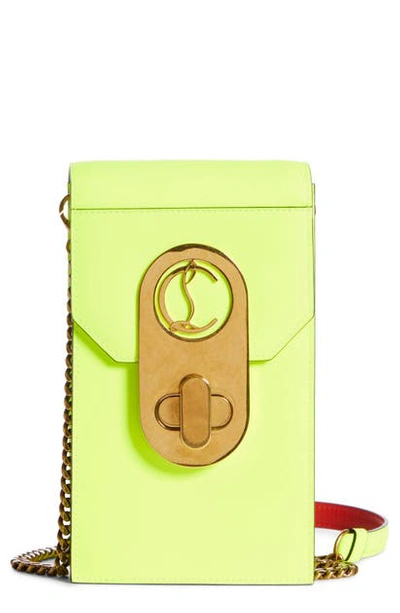 Shop Christian Louboutin Elisa Leather Phone Crossbody Bag In Yellow