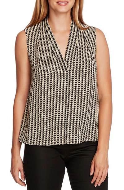 Shop Vince Camuto Geo Print Sleeveless Georgette Blouse In Lt Stone