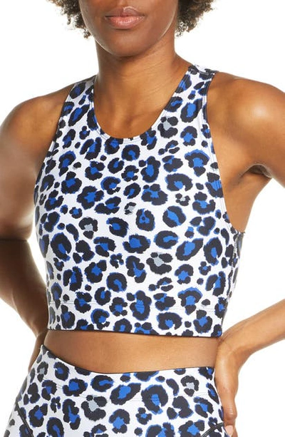 Shop Adam Selman Sport Crop Top In Blue Leopard