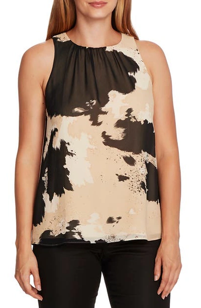 Shop Vince Camuto Enchanted Floral Chiffon Tank In Lt Stone