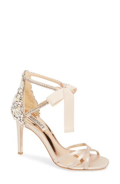 Shop Badgley Mischka Joanie Embellished Sandal In Nude Satin