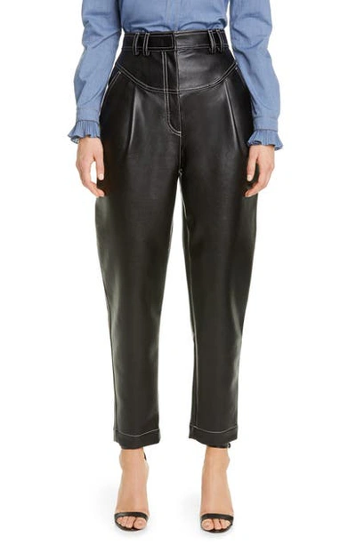 Shop Philosophy Di Lorenzo Serafini Faux Leather Pleated Trousers In Black