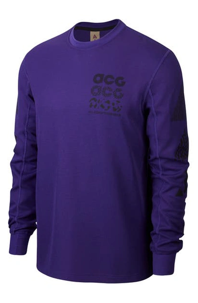 Shop Nike Acg Long Sleeve Waffle Knit T-shirt In Court Purple