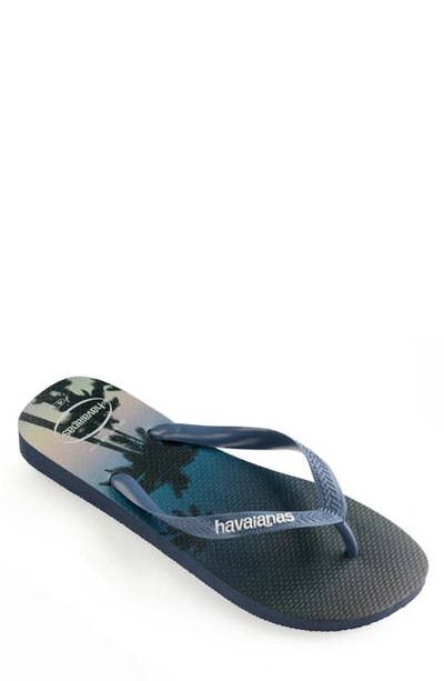 Shop Havaianas Hype Flip Flop In Blue/blue/white
