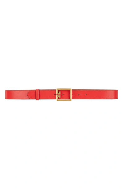 Shop Givenchy Gv3 Leather Belt In Red/ Gold