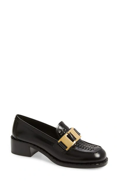 Shop Prada Chain Loafer In Black