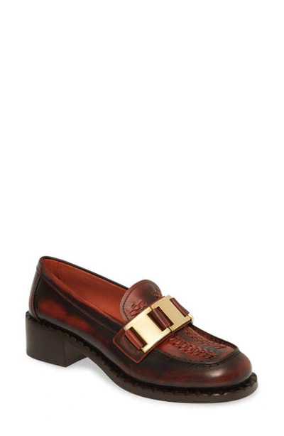 Shop Prada Chain Loafer In Brown