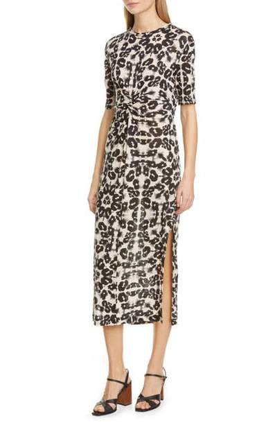 Shop Rebecca Taylor Kaleidoscope Linen Jersey Dress In Camel Combo