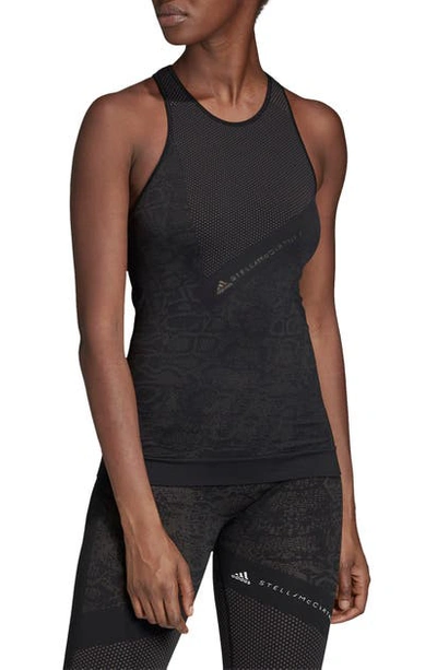 Shop Adidas By Stella Mccartney Essentials Seamless Tank Top In Black/ Explo