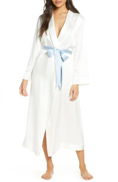 Shop Kiki De Montparnasse Silk Robe In Ivory/ Blue