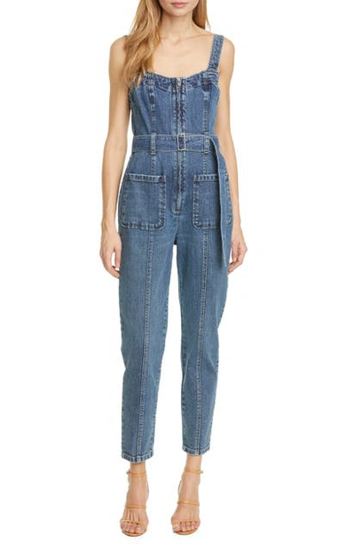 Shop La Vie Rebecca Taylor Denim Jumpsuit In Celeste Wash