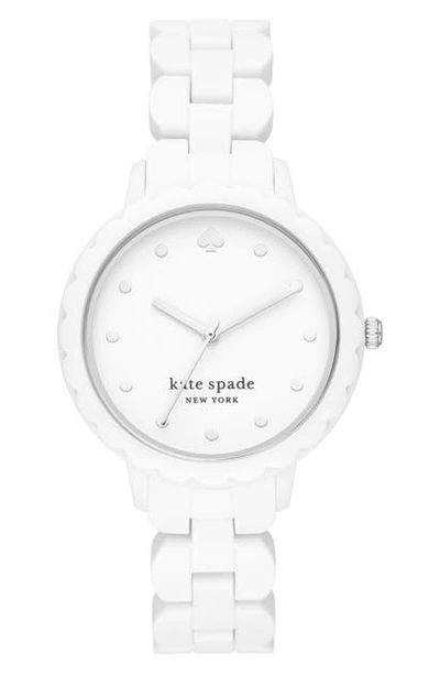 Shop Kate Spade Morningside Silicone Strap Watch, 38mm In White