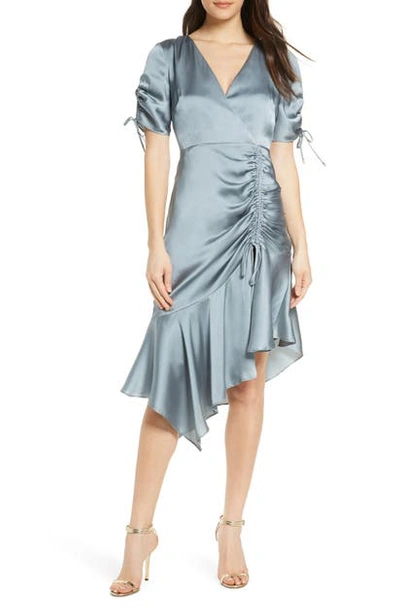 Shop Ever New Drawstring Ruched Satin Dress In Mint