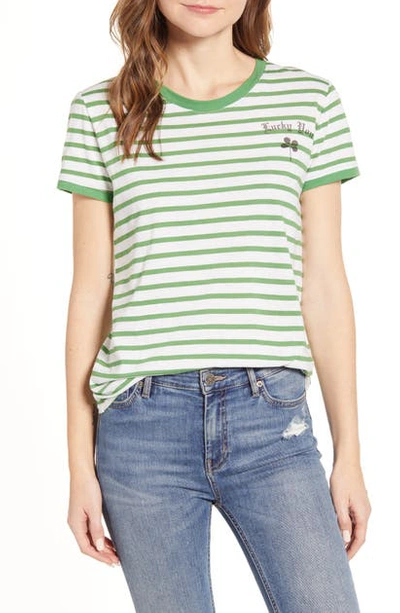 Shop Lucky Brand Lucky You Stripe T-shirt In Green Multi