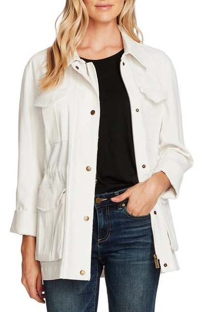 Shop Vince Camuto Stretch Twill Utility Jacket In Pearl Ivory