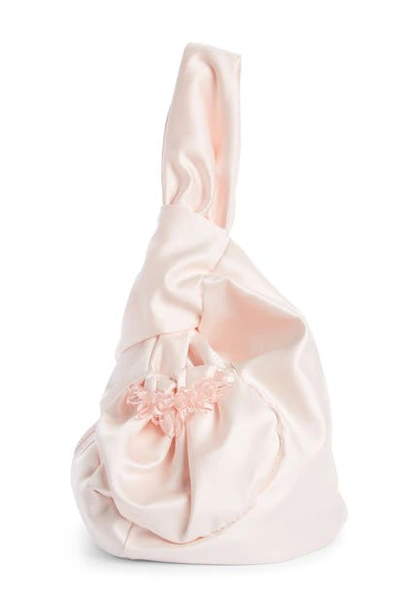 Shop Simone Rocha Embellished Satin Top Handle Bag In Rose/ Pink