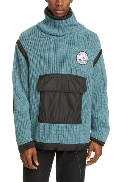 Shop Off-white Duality Patch Pocket Turtleneck Sweater In Blue