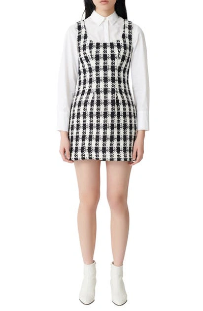 Shop Maje Rocky Cotton Blend Tweed Minidress In Black / White