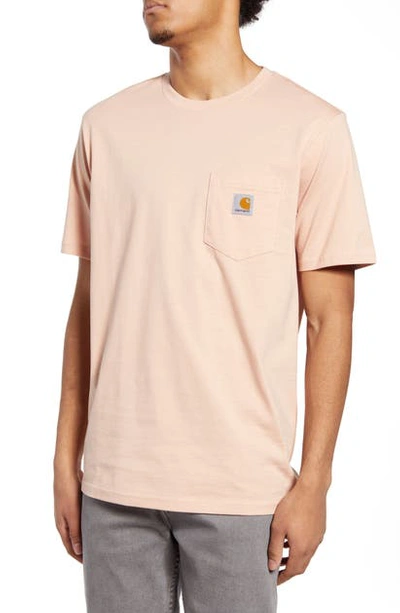 Shop Carhartt Logo Pocket T-shirt In Powdery
