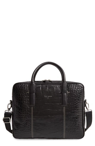 Shop Ted Baker Nugget Leather Document Bag In Black