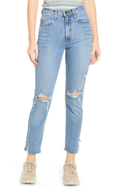 Shop Nobody Denim Kennedy High Waist Ripped Knee Raw Hem Jeans In Sense