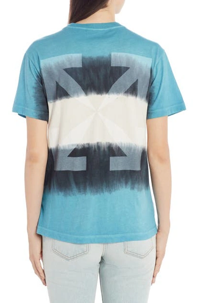 Shop Off-white Tie Dye Logo Graphic Tee In Blue White