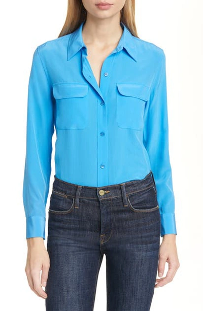 Shop Equipment Slim Signature Silk Shirt In Starling Bleu