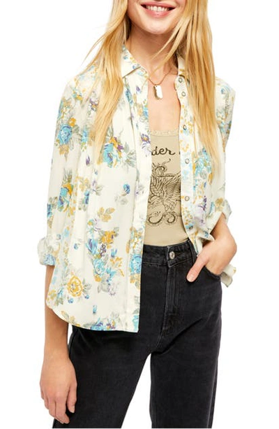 Shop Free People Hold On To Me Floral Long Sleeve Blouse In Ivory