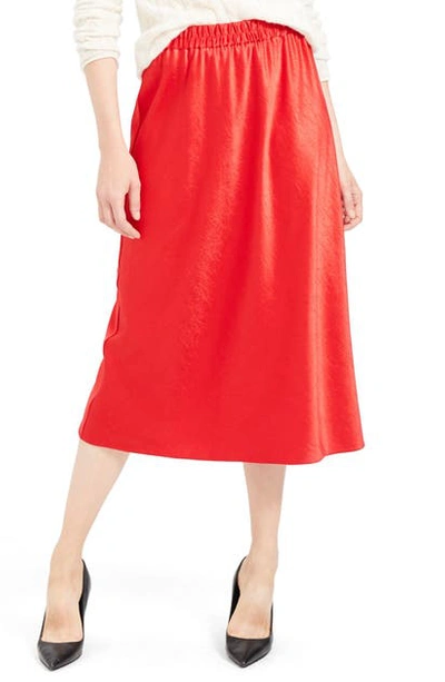 Shop Theory Satin Pull-on Skirt In Bright Ruby