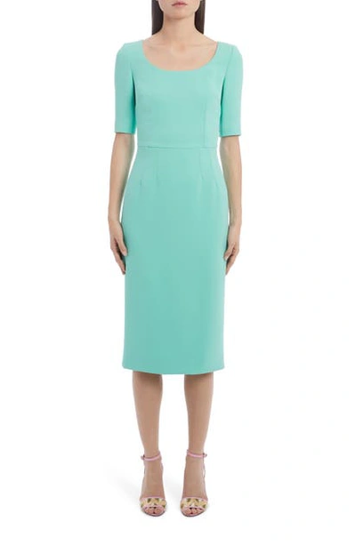 Shop Dolce & Gabbana Cady Sheath Dress In V0234 Blue