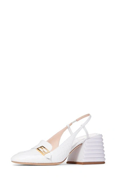 Shop Fendi Promenade Slingback Block Heel Sandal In White