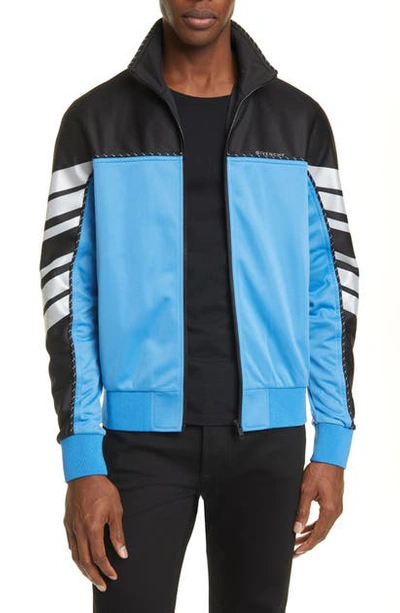 Shop Givenchy Reflective Stripe Track Jacket In Black/ Blue
