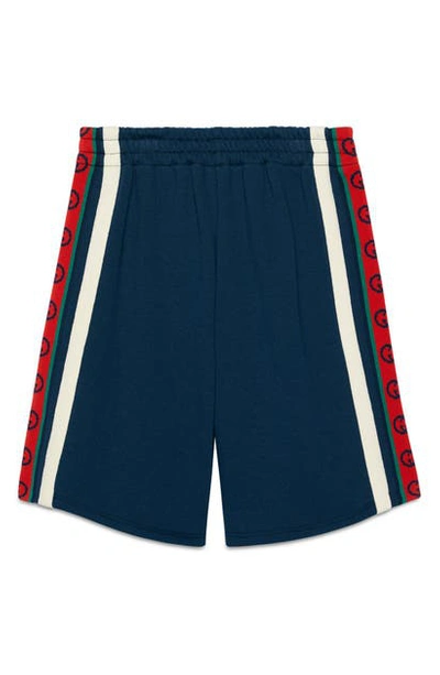 Shop Gucci Bermuda Jersey Shorts In Prussian Blue