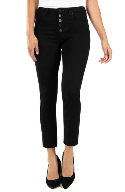 Shop Kut From The Kloth Reese Button Fly Ankle Straight Leg Jeans In Black