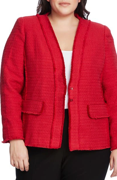 Shop Vince Camuto Cotton Tweed Jacket In Rhubarb