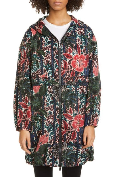 Shop Moncler Floral Print Hooded Jacket In 090 Print