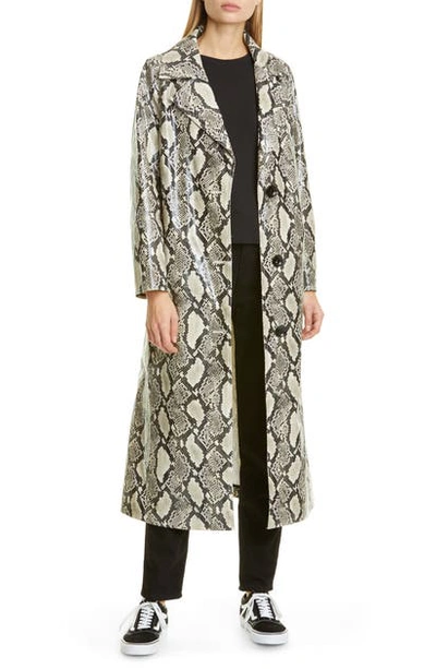 Shop Stand Studio Mollie Snake Print Faux Leather Coat In Beige Snake