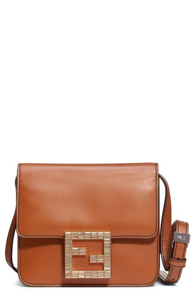 Shop Fendi Fab Leather Crossbody Bag In Luggage