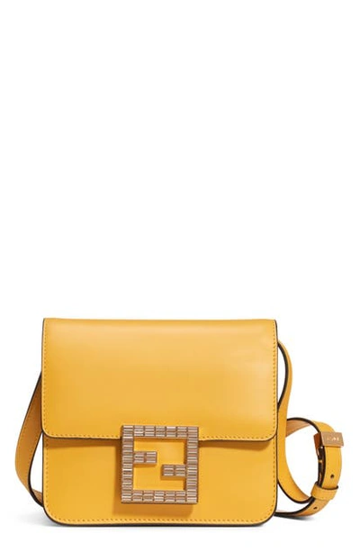 Shop Fendi Fab Leather Crossbody Bag In Yellow