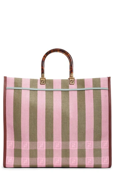 Shop Fendi Sunshine Stripe Medium Shopper In Pink