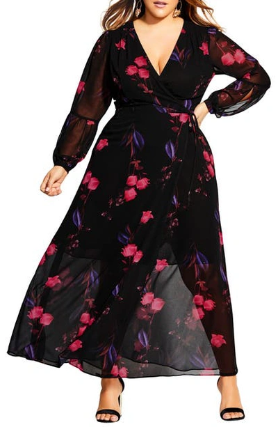 Shop City Chic Perfect Rose Long Sleeve Maxi Dress