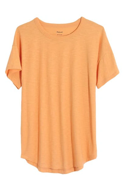 Shop Madewell Whisper Cotton Ribbed Crewneck T-shirt In Pastel Orange
