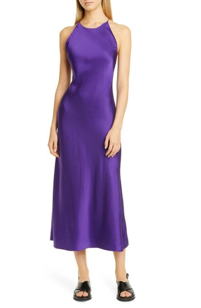Shop Rosetta Getty Satin Midi Dress In Violet