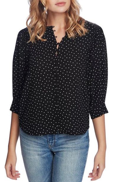 Shop 1.state Scatter Dot Button Front Blouse In Rich Black