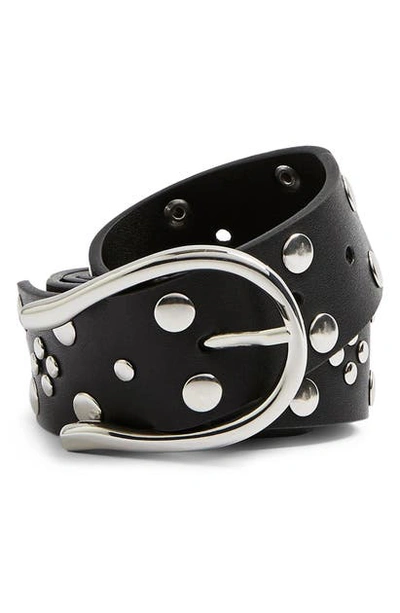 Shop Topshop Studded Wishbone Buckle Faux Leather Belt In Black