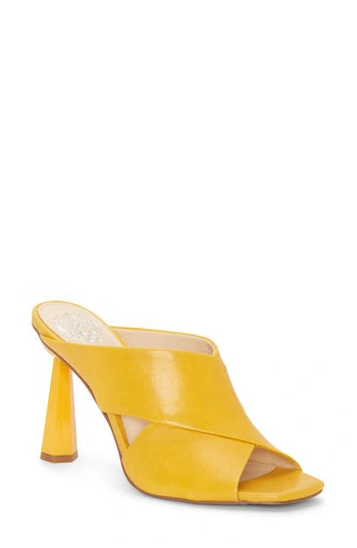 Shop Vince Camuto Averessa Slide Sandal In Golden Mustard Leather