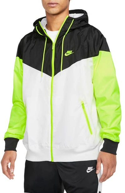 Shop Nike Sportswear Windrunner Jacket In White/ Black/ Volt/ Volt